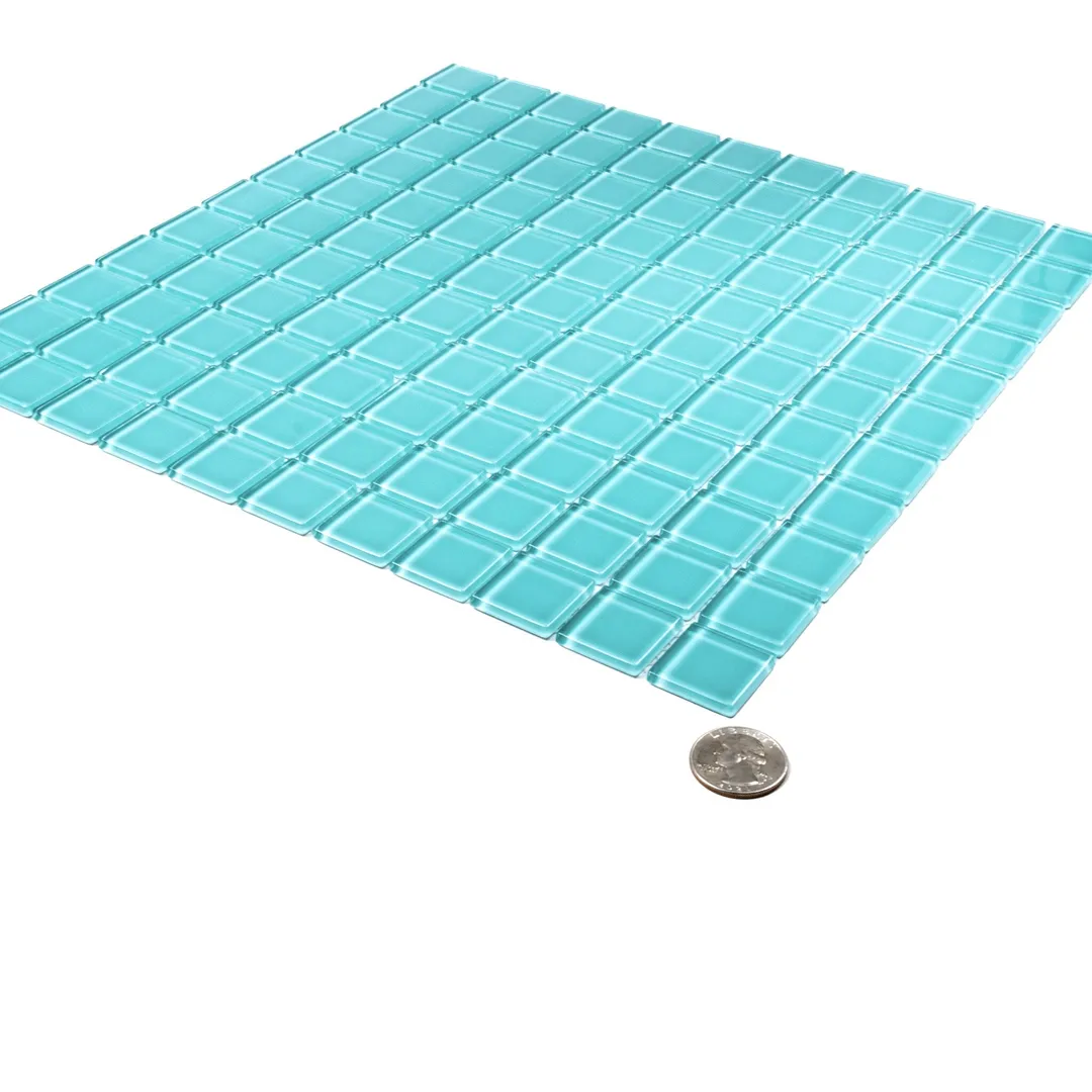 Apollo Tile (Sample) Floor and Wall Tile Turkish Blue 4-in x 4-in Glossy Glass Uniform Squares Mosaic Floor and Wall Tile, photo 4 of 6