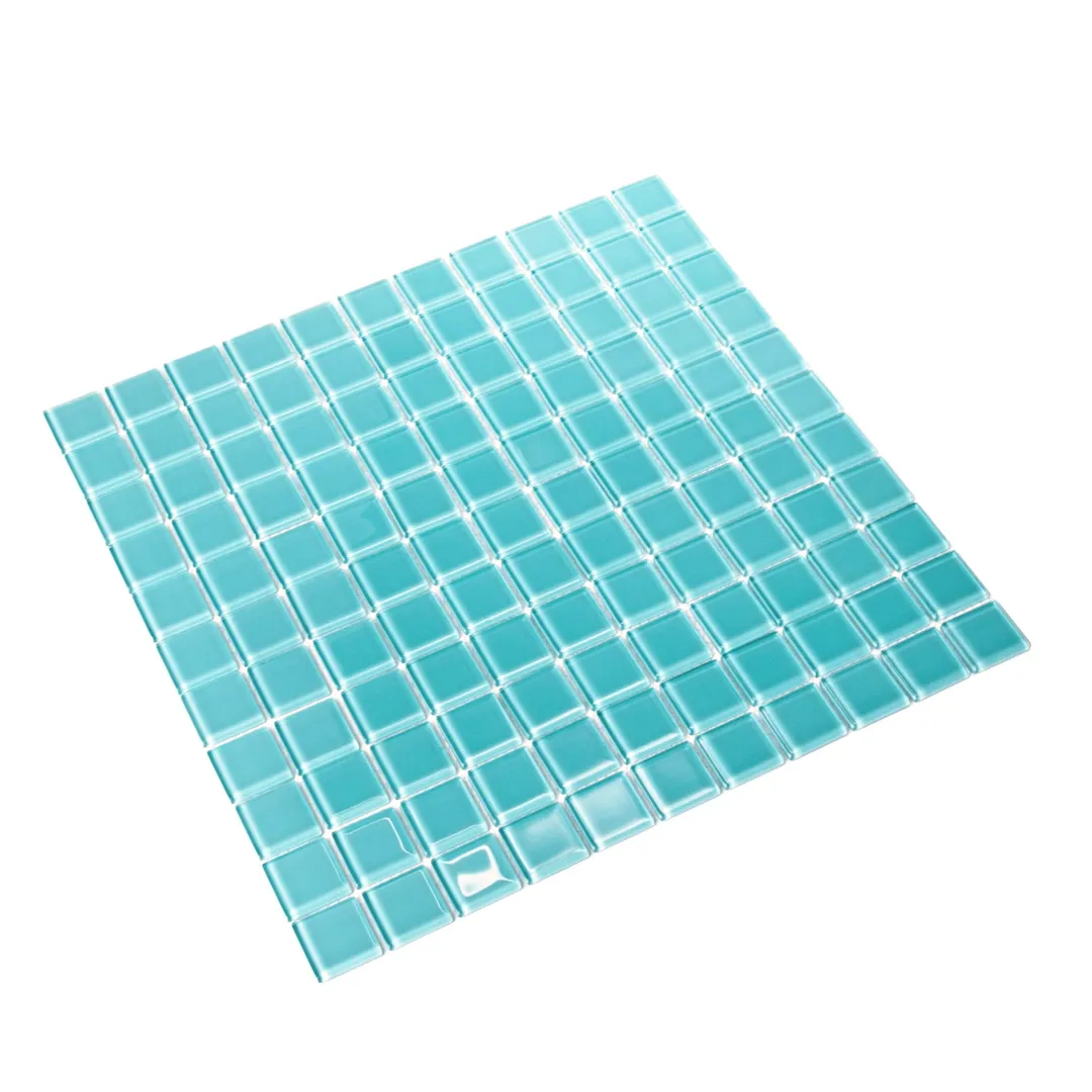 Apollo Tile (Sample) Floor and Wall Tile Turkish Blue 4-in x 4-in Glossy Glass Uniform Squares Mosaic Floor and Wall Tile, photo 5 of 6
