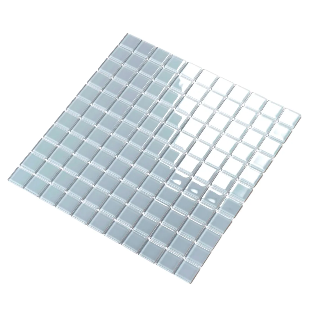 Apollo Tile (Sample) Floor and Wall Tile Mink Gray 4-in x 6-in Glossy Glass Uniform Squares Mosaic Floor and Wall Tile, photo 5 of 6