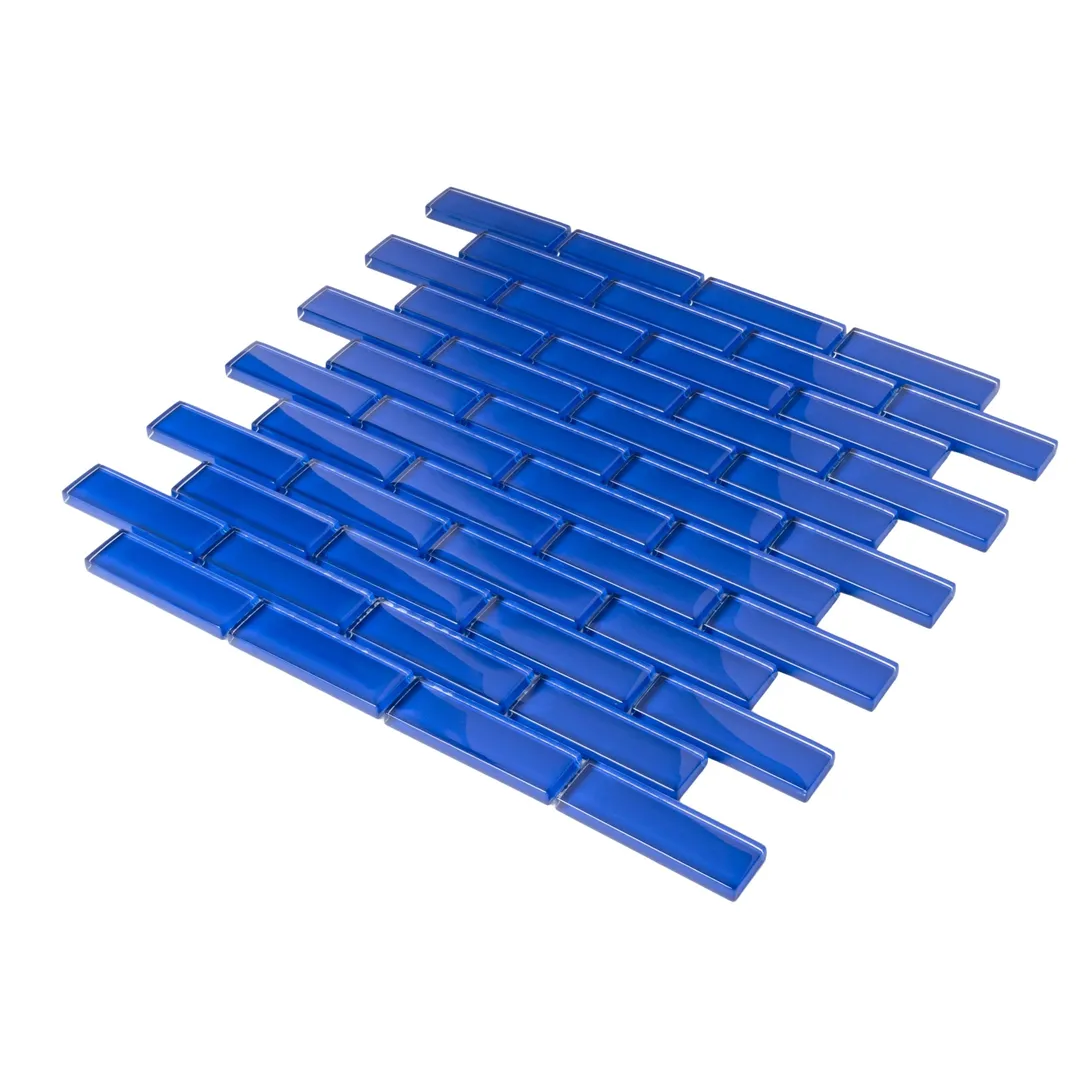 Apollo Tile (Sample) Colorway Royal Blue 4-in x 4-in Glossy Glass Brick Subway Floor and Wall Tile, photo 7 of 9