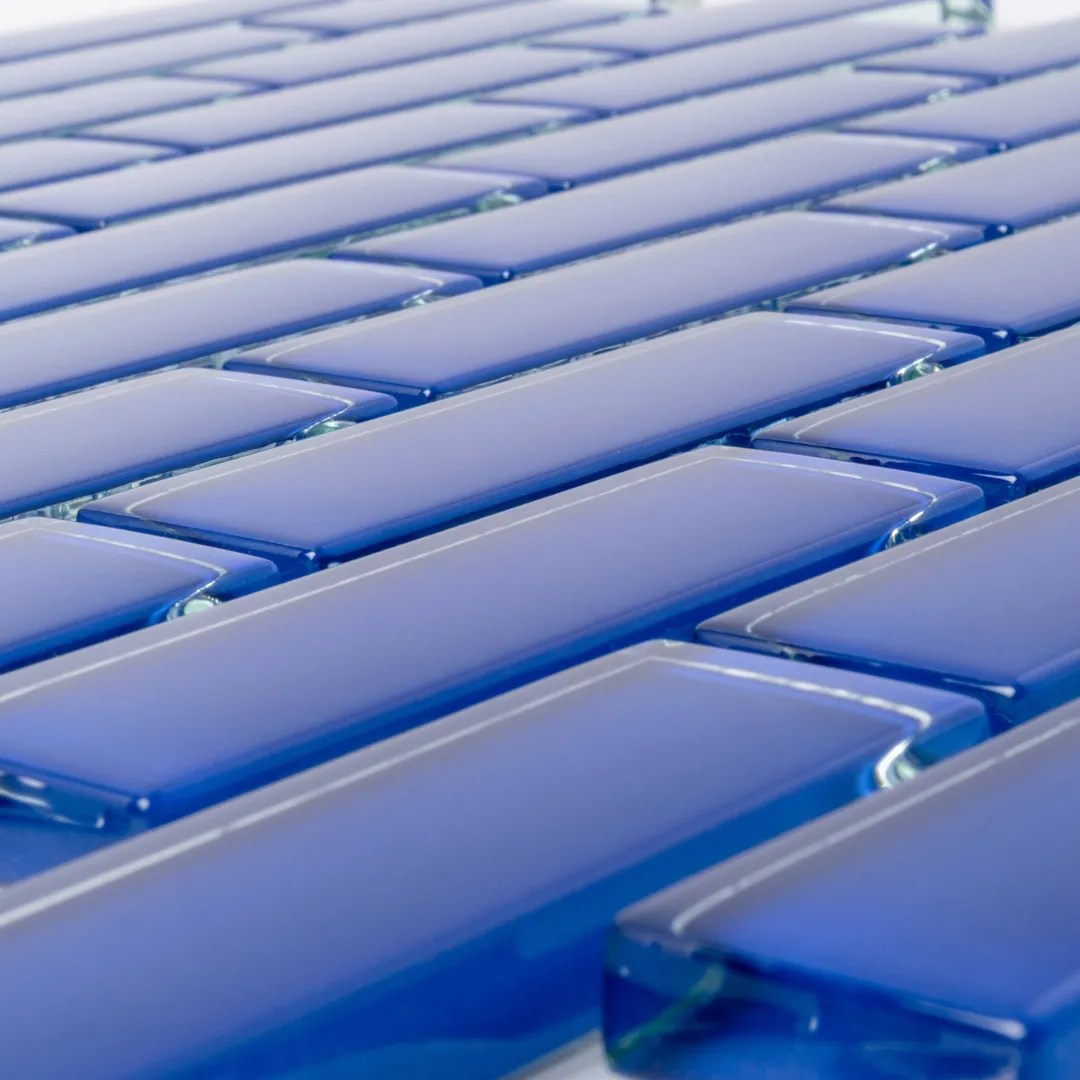 Apollo Tile (Sample) Colorway Royal Blue 4-in x 4-in Glossy Glass Brick Subway Floor and Wall Tile, photo 4 of 9