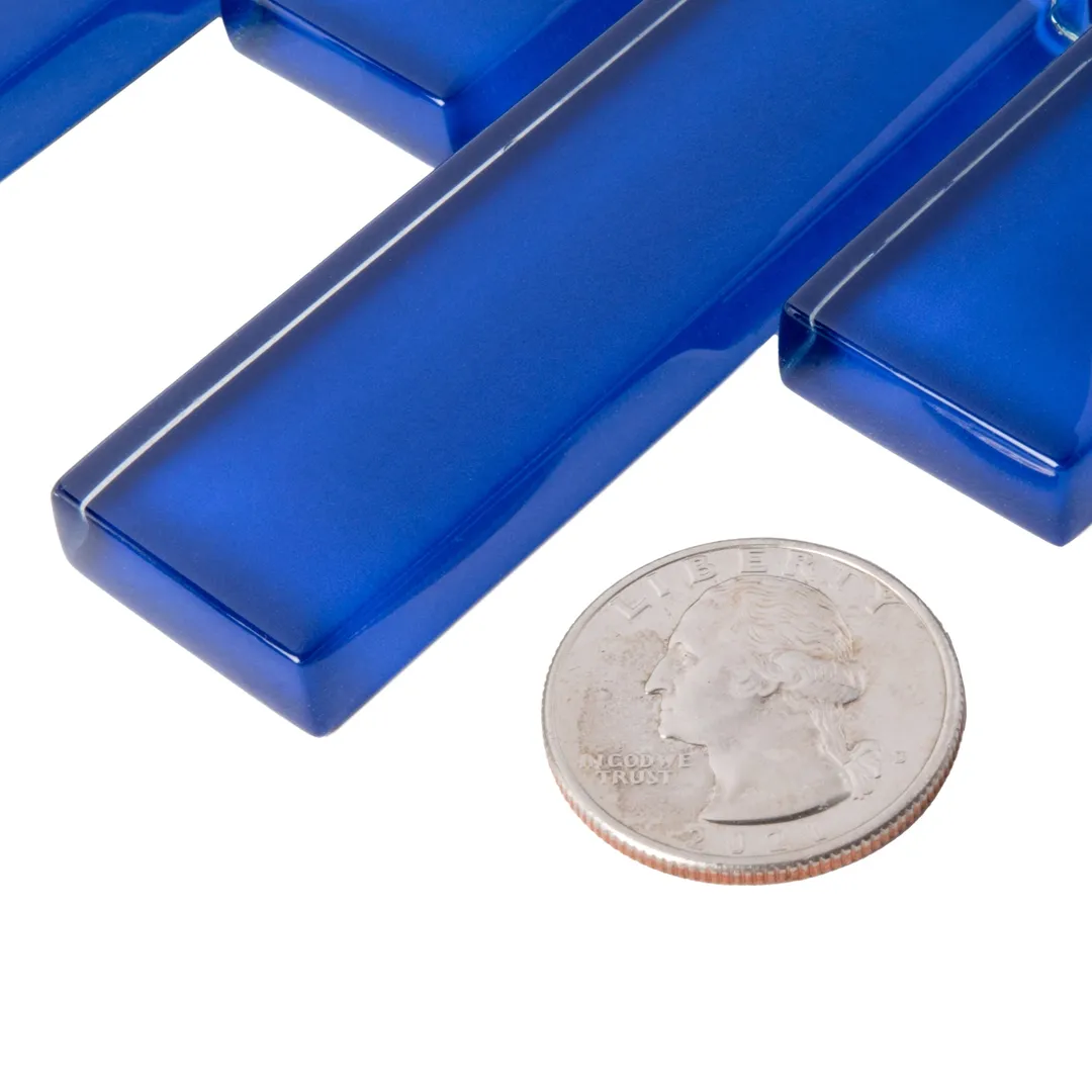 Apollo Tile (Sample) Colorway Royal Blue 4-in x 4-in Glossy Glass Brick Subway Floor and Wall Tile, photo 5 of 9