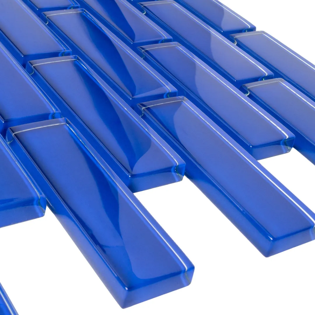 Apollo Tile (Sample) Colorway Royal Blue 4-in x 4-in Glossy Glass Brick Subway Floor and Wall Tile, photo 8 of 9