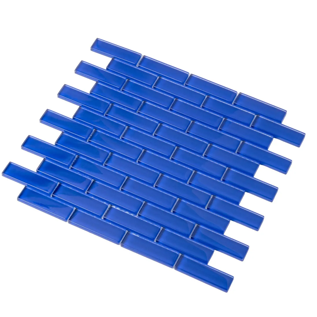 Apollo Tile (Sample) Colorway Royal Blue 4-in x 4-in Glossy Glass Brick Subway Floor and Wall Tile, photo 6 of 9