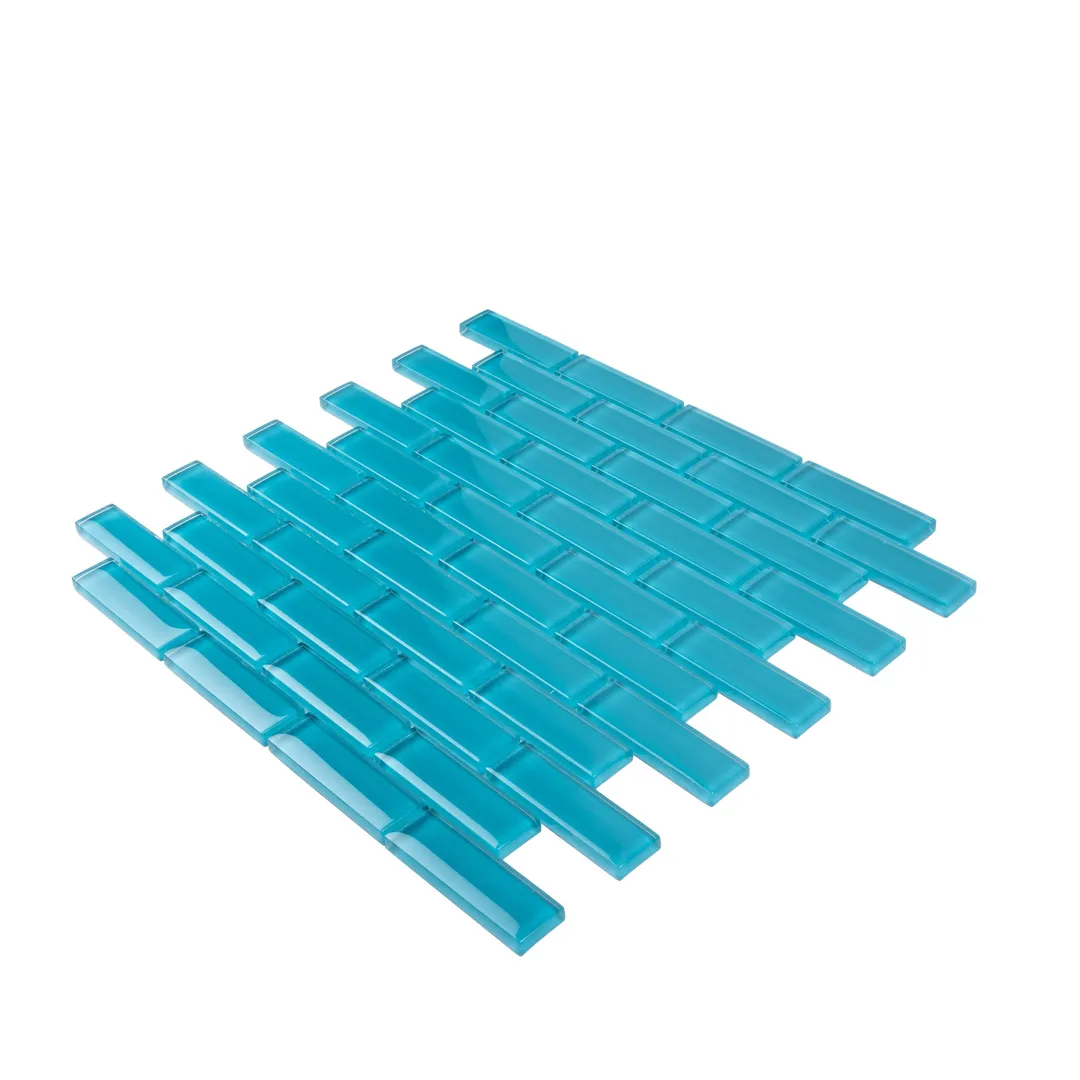 Apollo Tile (Sample) Colorway Carolina Blue 4-in x 4-in Glossy Glass Brick Subway Floor and Wall Tile, photo 6 of 7