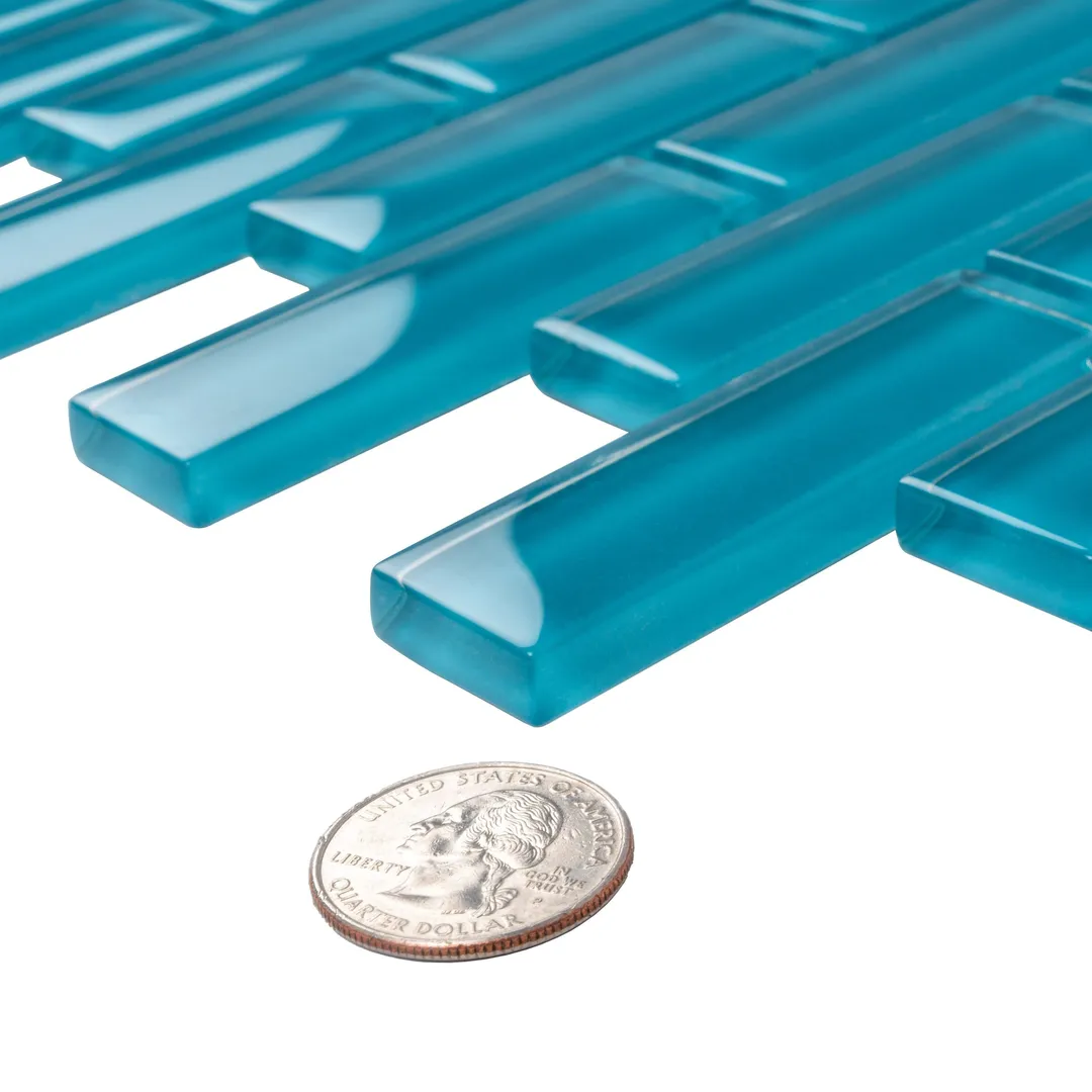 Apollo Tile (Sample) Colorway Carolina Blue 4-in x 4-in Glossy Glass Brick Subway Floor and Wall Tile, photo 5 of 7