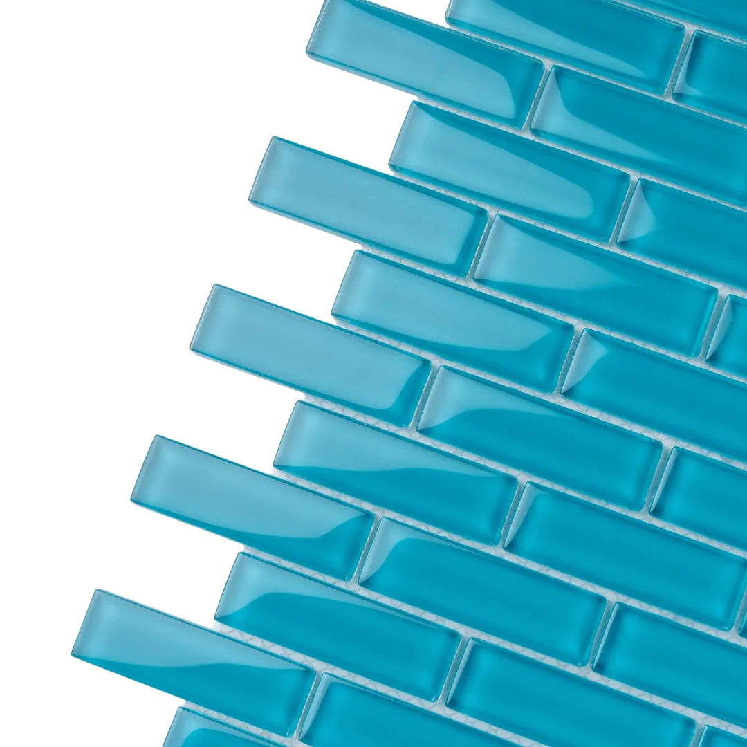 Apollo Tile (Sample) Colorway Carolina Blue 4-in x 4-in Glossy Glass Brick Subway Floor and Wall Tile, photo 4 of 7