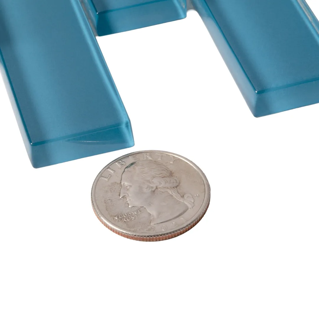 Apollo Tile (Sample) Colorway Sea Blue 4-in x 4-in Glossy Glass Brick Subway Floor and Wall Tile, photo 5 of 7