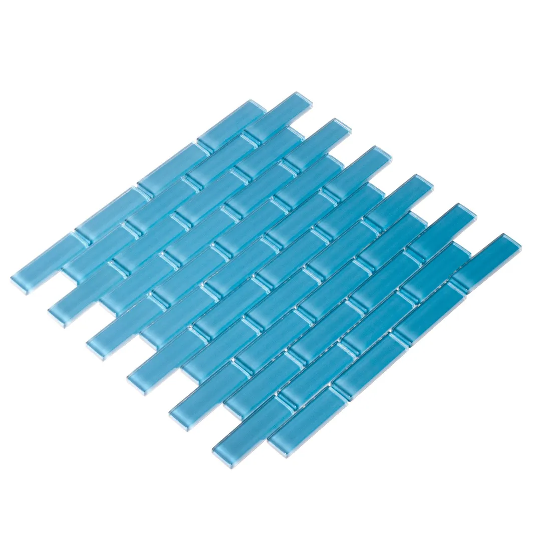 Apollo Tile (Sample) Colorway Sea Blue 4-in x 4-in Glossy Glass Brick Subway Floor and Wall Tile, photo 7 of 7