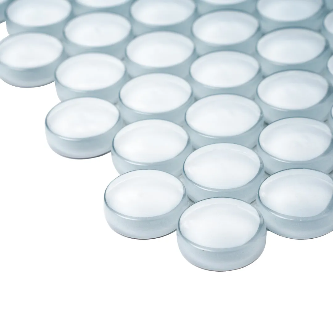 Apollo Tile (Sample) Colorway Light Gray 4-in x 4-in Glossy Glass Penny Round Mosaic Floor and Wall Tile, photo 7 of 7