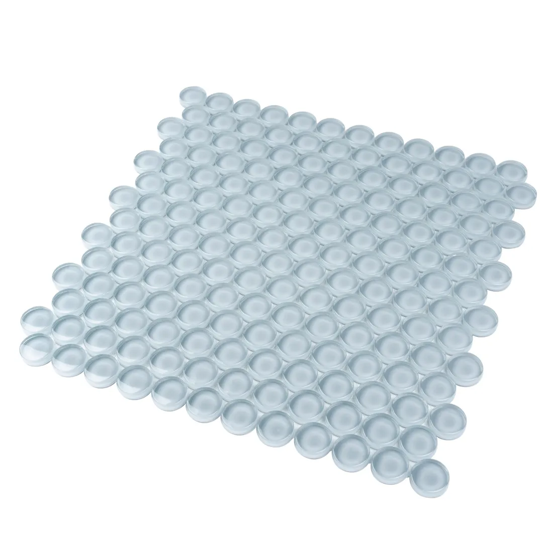 Apollo Tile (Sample) Colorway Light Gray 4-in x 4-in Glossy Glass Penny Round Mosaic Floor and Wall Tile, photo 6 of 7