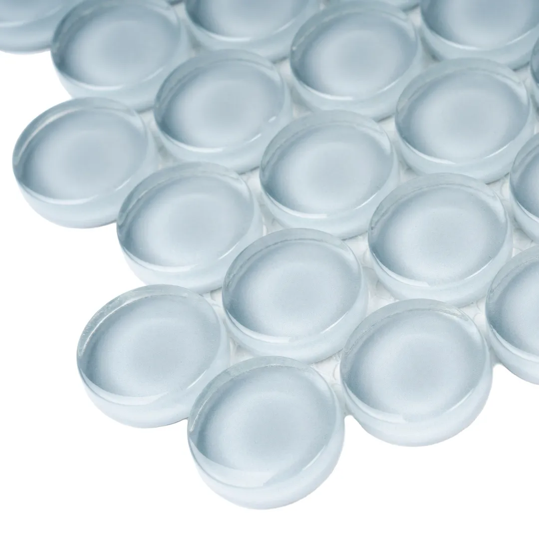 Apollo Tile (Sample) Colorway Light Gray 4-in x 4-in Glossy Glass Penny Round Mosaic Floor and Wall Tile, photo 4 of 7