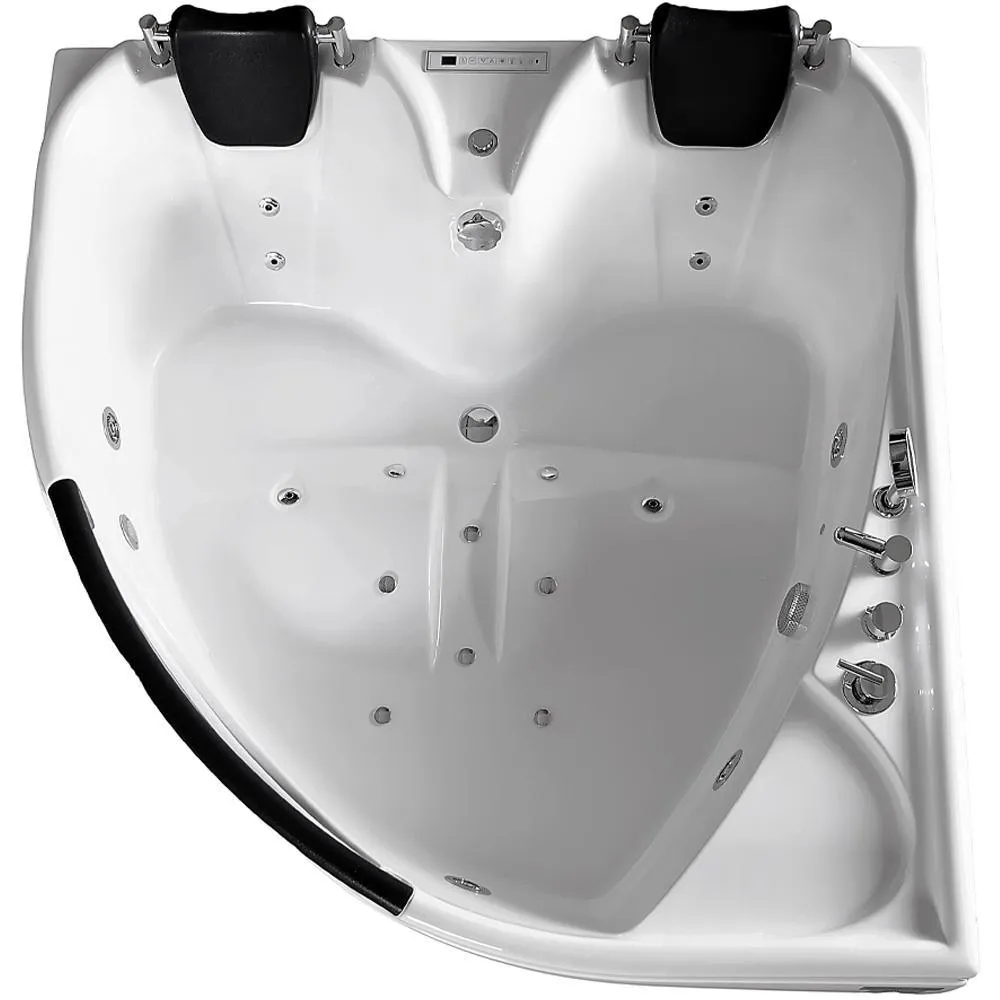 60 in. Center Drain Corner Alcove Whirlpool Bathtub in White, photo 3 of 7