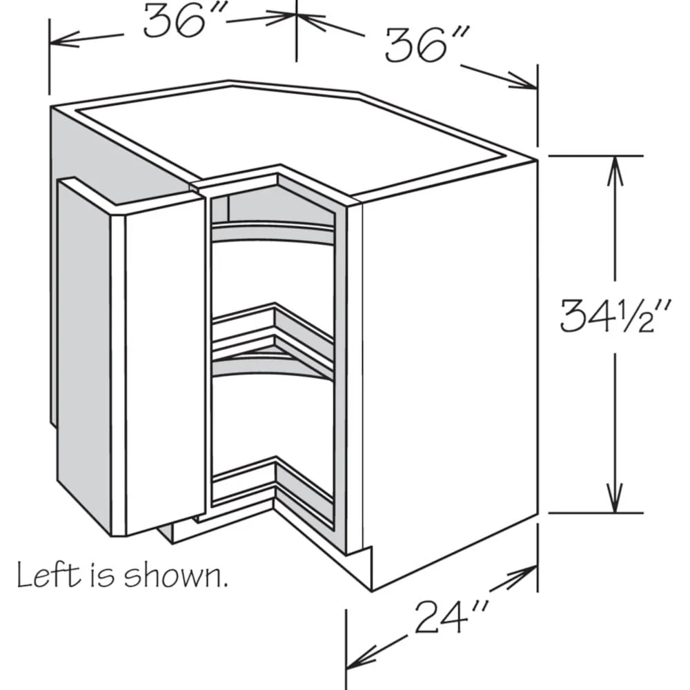allen + roth Pattingham 36-in W x 34.5-in H x 24-in D Harbor Lazy Susan Corner Base Fully Assembled Cabinet (Raised Panel Square Style), photo 13 of 14