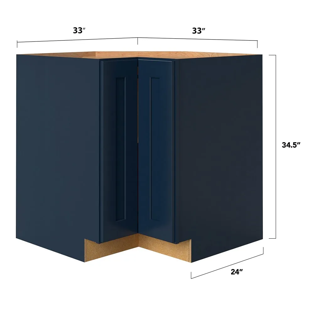allen + roth Port 33-in W x 34.5-in H x 24-in D Navy Lazy Susan Corner Base Fully Assembled Cabinet (Flat Panel Shaker Style), photo 5 of 19