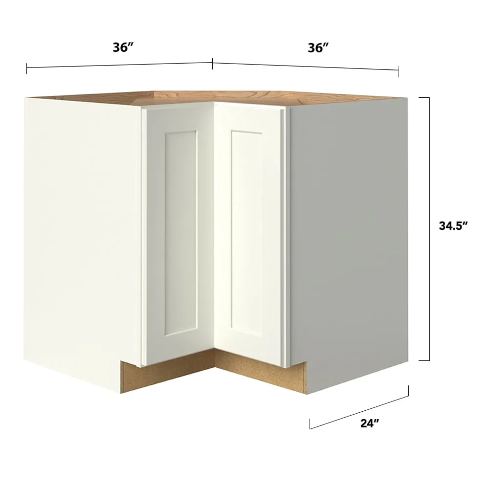 allen + roth Aveley 36-in W x 34.5-in H x 24-in D Linen Lazy Susan Corner Base Fully Assembled Cabinet (Flat Panel Shaker Style), photo 8 of 19