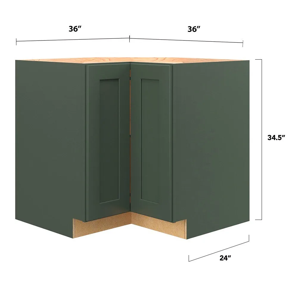 allen + roth Galway 36-in W x 34.5-in H x 24-in D Sage Lazy Susan Corner Base Fully Assembled Cabinet (Flat Panel Shaker Style), photo 5 of 12