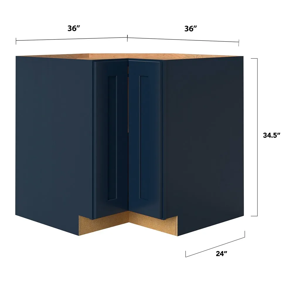 allen + roth Port 36-in W x 34.5-in H x 24-in D Navy Lazy Susan Corner Base Fully Assembled Cabinet (Flat Panel Shaker Style), photo 5 of 18