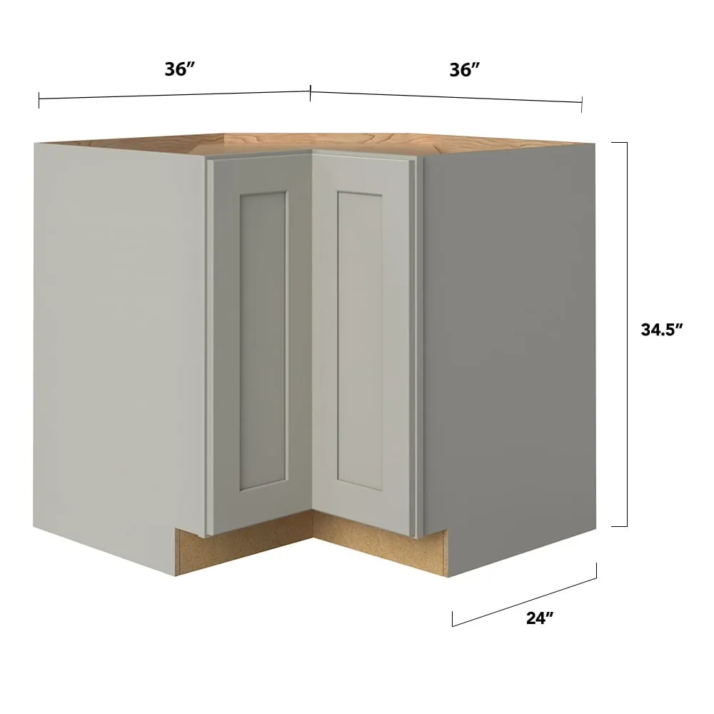 allen + roth Stonewall 36-in W x 34.5-in H x 24-in D Stone Lazy Susan Corner Base Fully Assembled Cabinet (Flat Panel Shaker Style), photo 5 of 16
