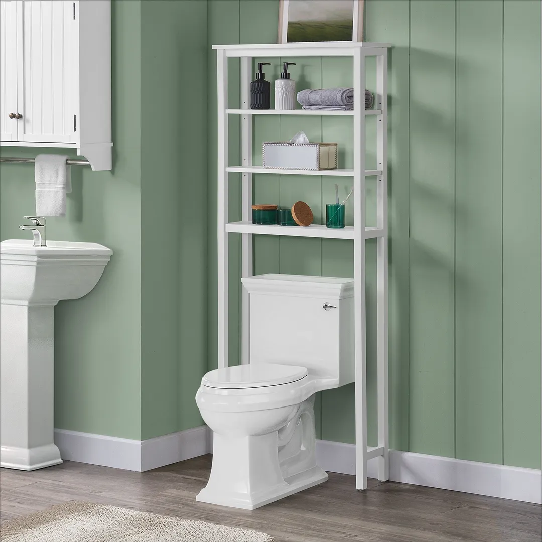 Alaterre Furniture 27-in x 65-in x 8-in White Wood Wall-mount Linen Cabinet, photo 4 of 6