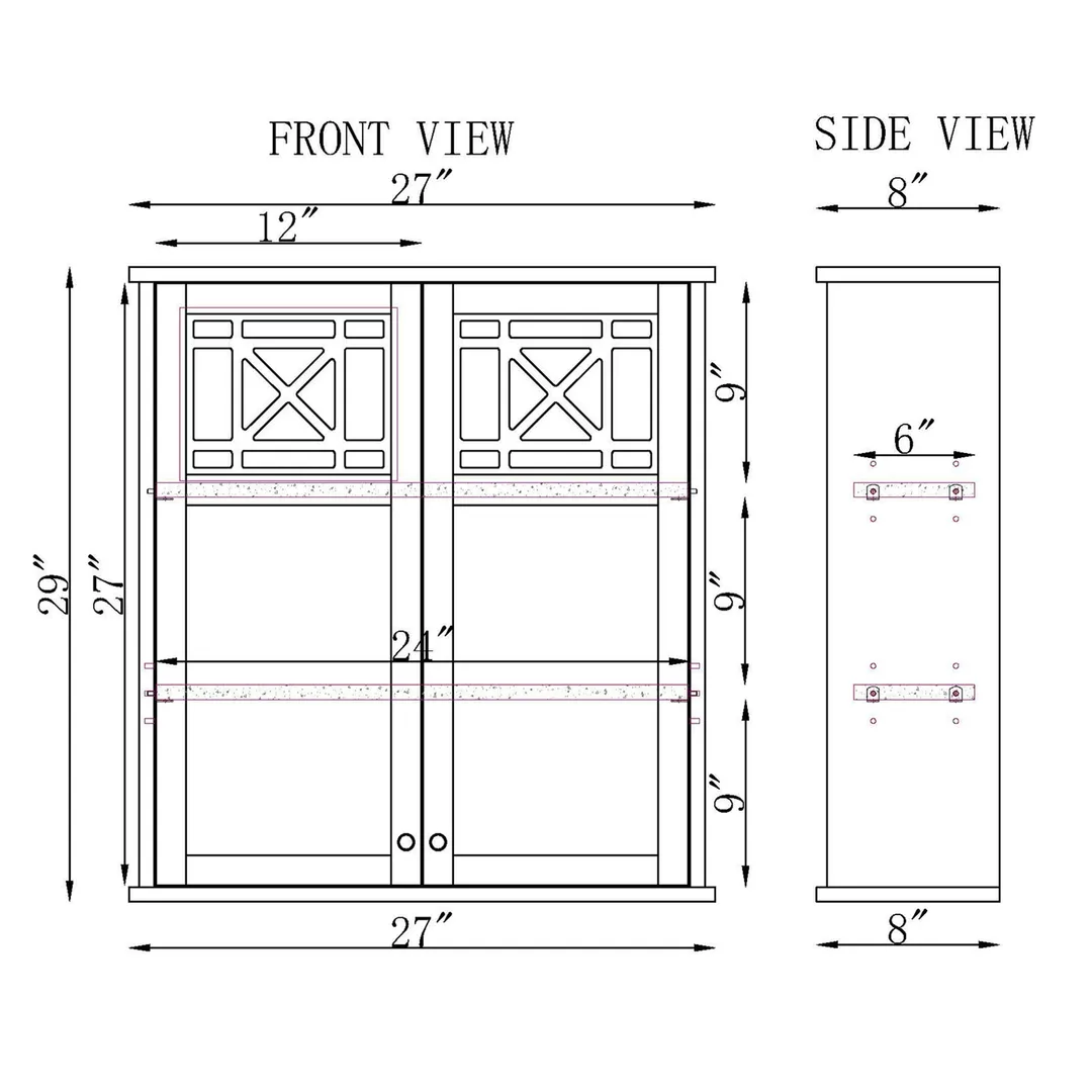 Alaterre Furniture 27-in x 29-in x 8-in White Bathroom Wall Cabinet, photo 6 of 7