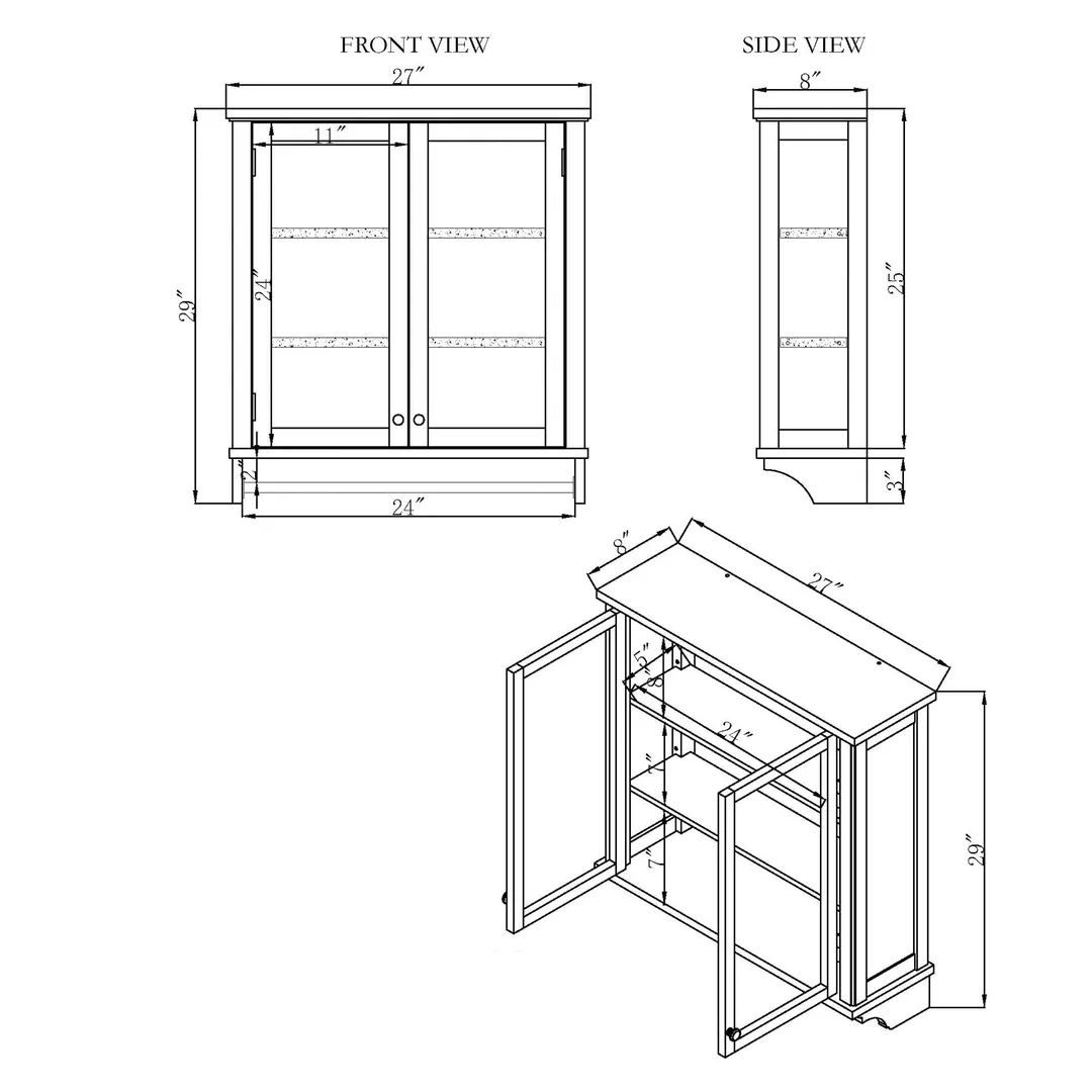 Alaterre Furniture 27-in x 29-in x 8-in White Bathroom Wall Cabinet, photo 5 of 6
