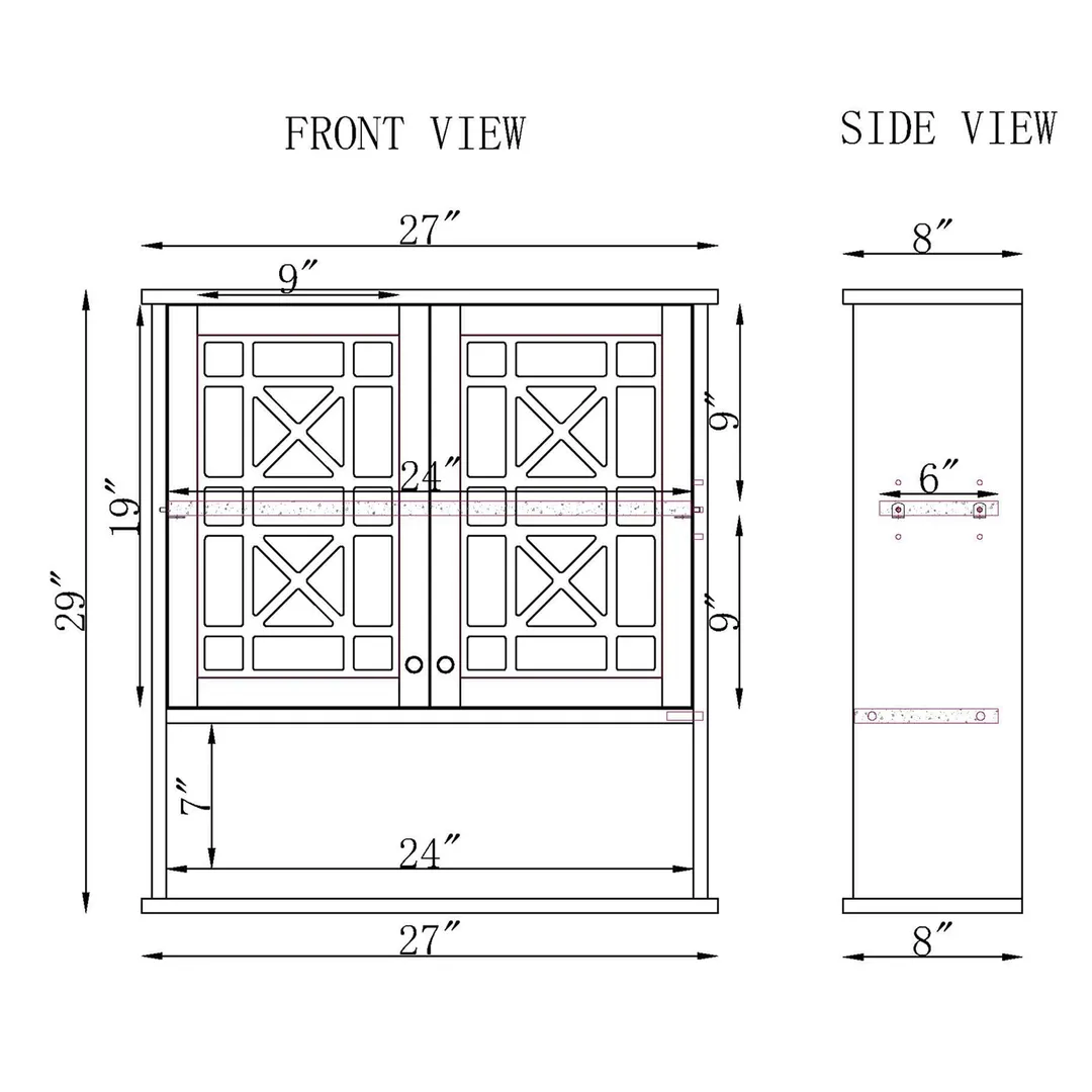 Alaterre Furniture 27-in x 29-in x 8-in White Bathroom Wall Cabinet, photo 6 of 7