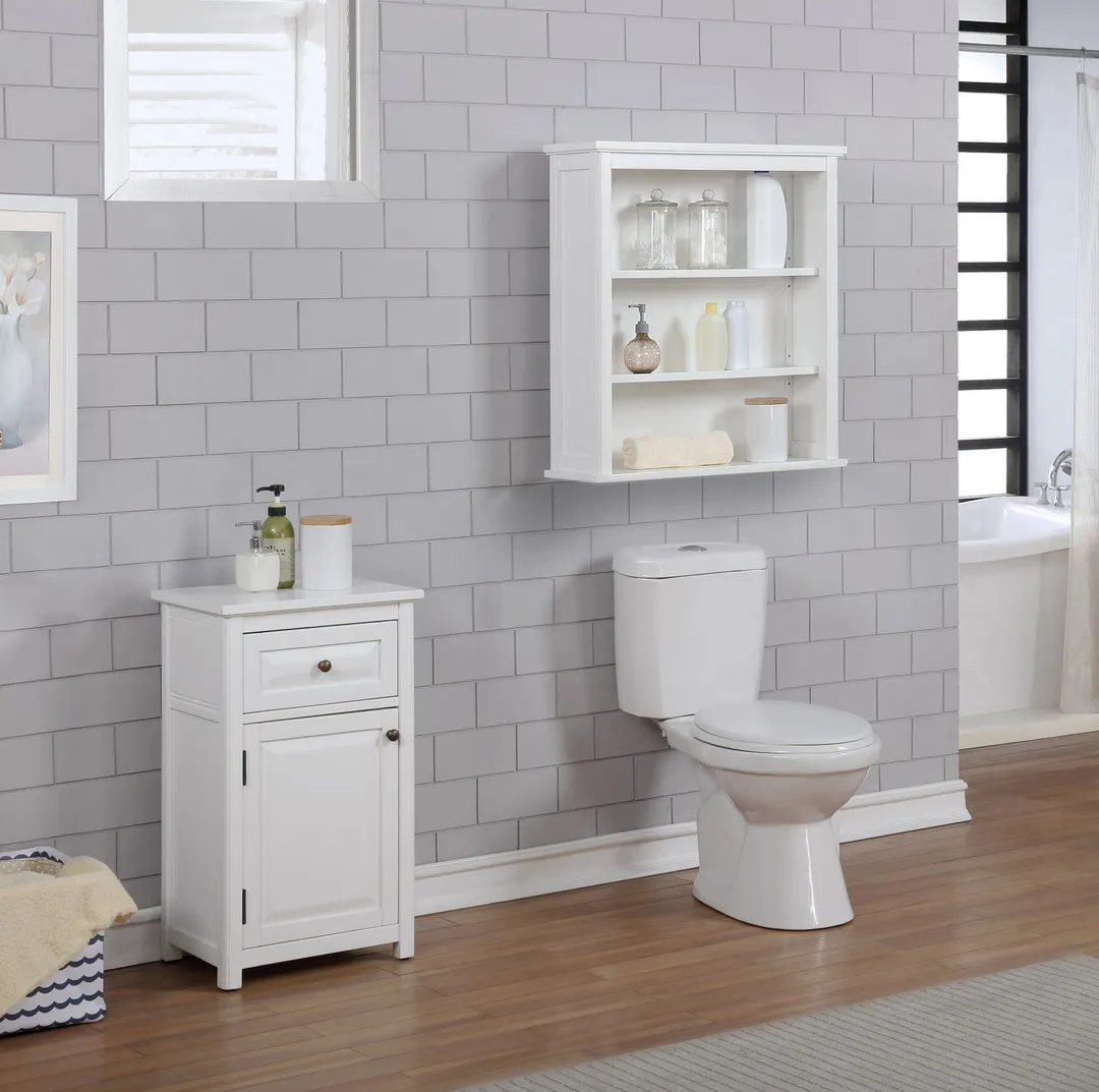 Alaterre Furniture 27-in x 29-in x 9-in White Wood Wall-mount Linen Cabinet, photo 4 of 6