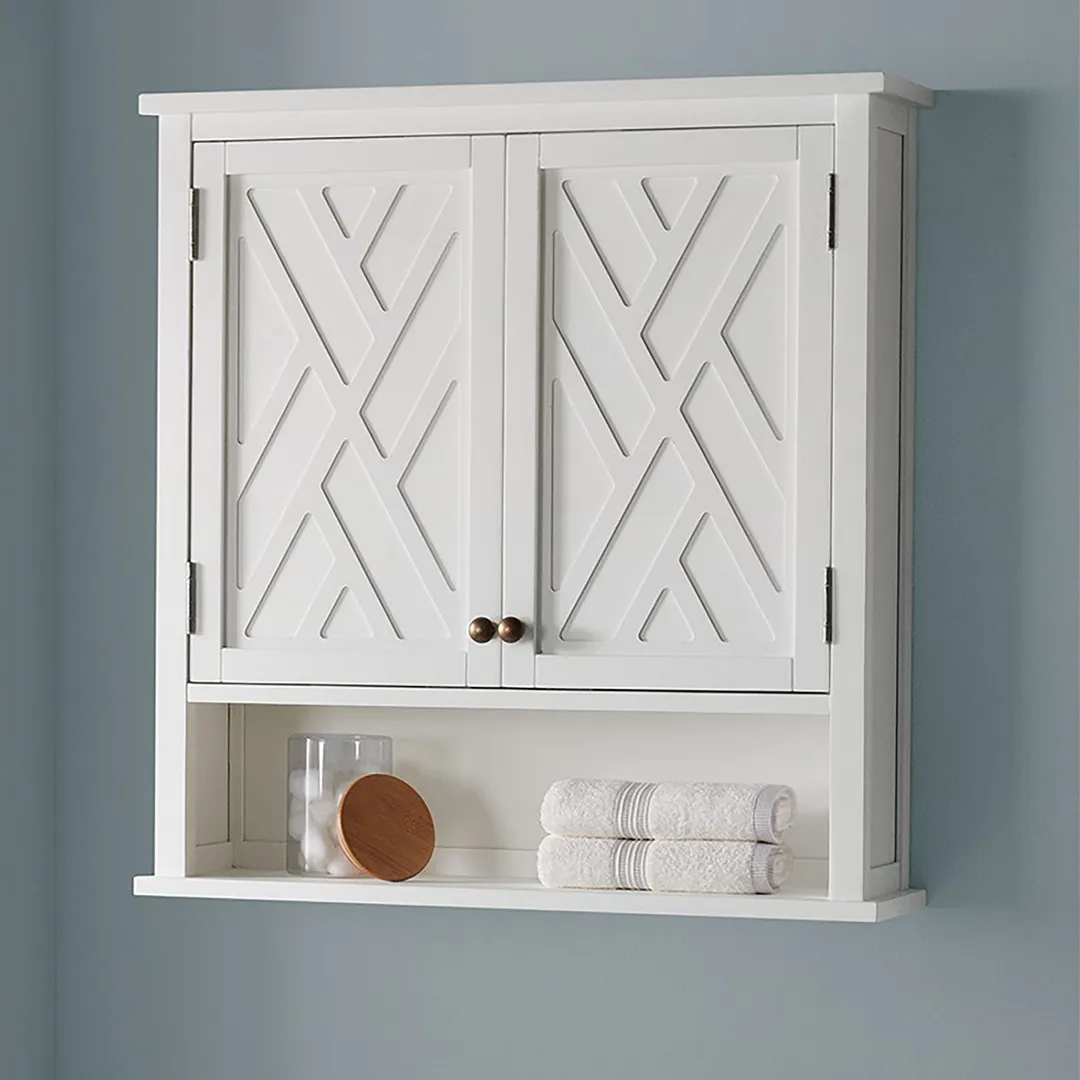 Alaterre Furniture Coventry 27-in x 29-in x 8-in White Wood Wall-mount Linen Cabinet, photo 3 of 7