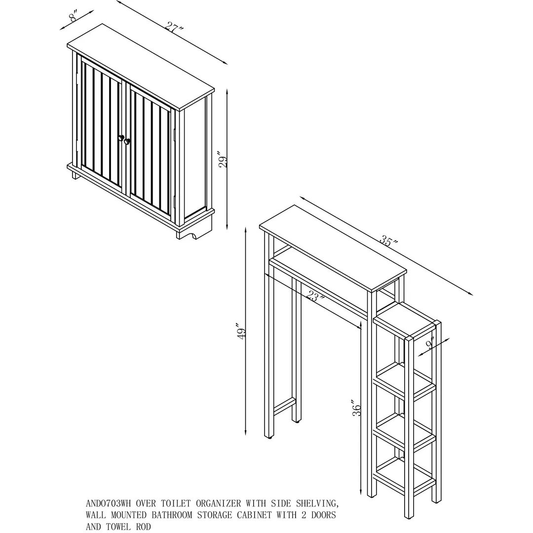 Alaterre Furniture 35-in x 49-in x 9-in White Wood Wall-mount Linen Cabinet, photo 6 of 6