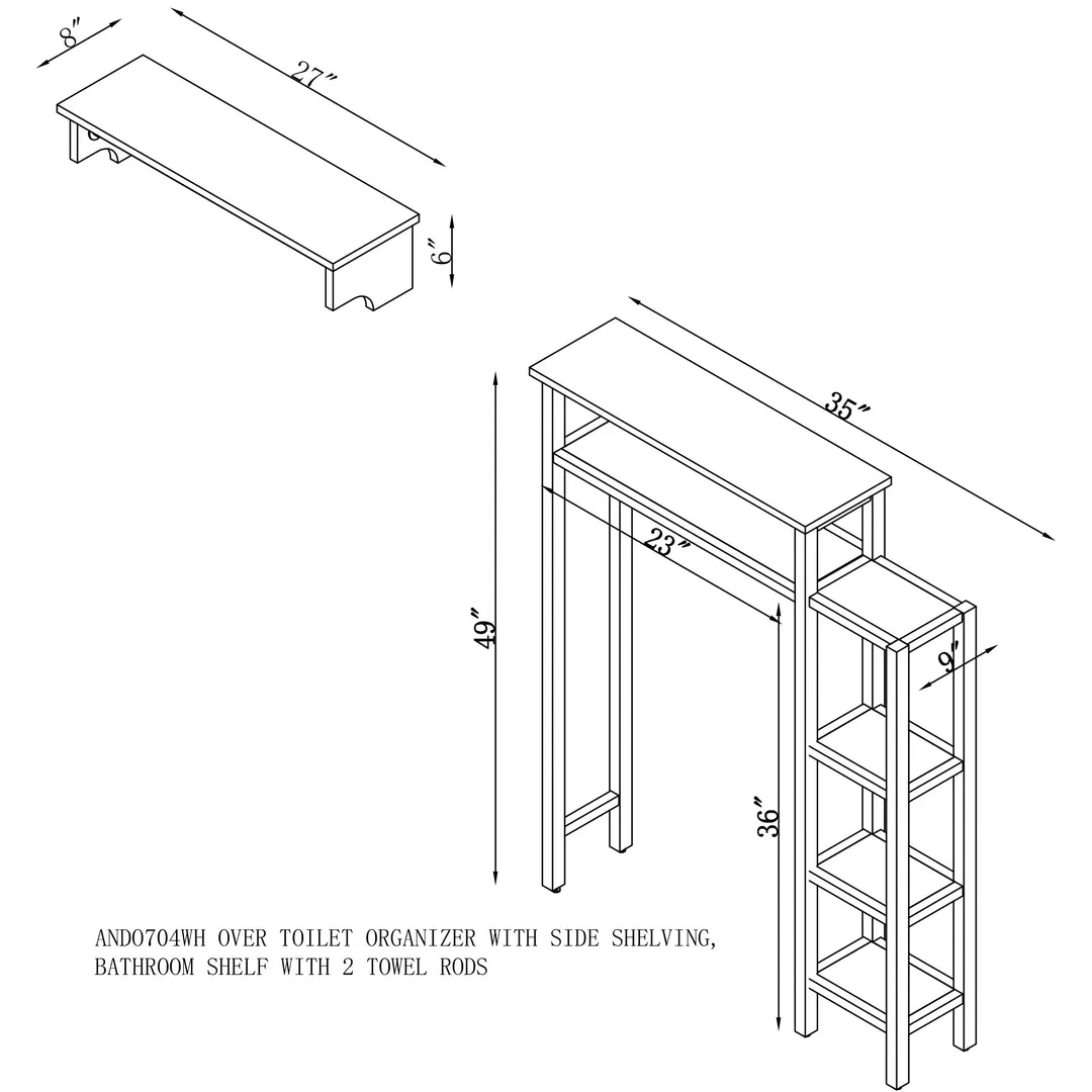 Alaterre Furniture 35-in x 49-in x 9-in White Wood Freestanding Linen Cabinet, photo 6 of 6