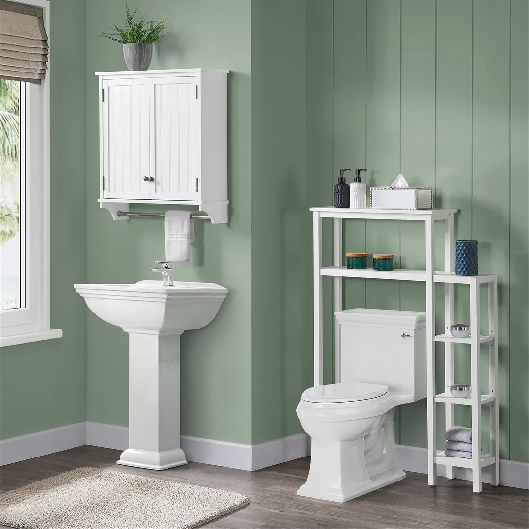 Alaterre Furniture 35-in x 49-in x 9-in White Wood Wall-mount Linen Cabinet, photo 3 of 6