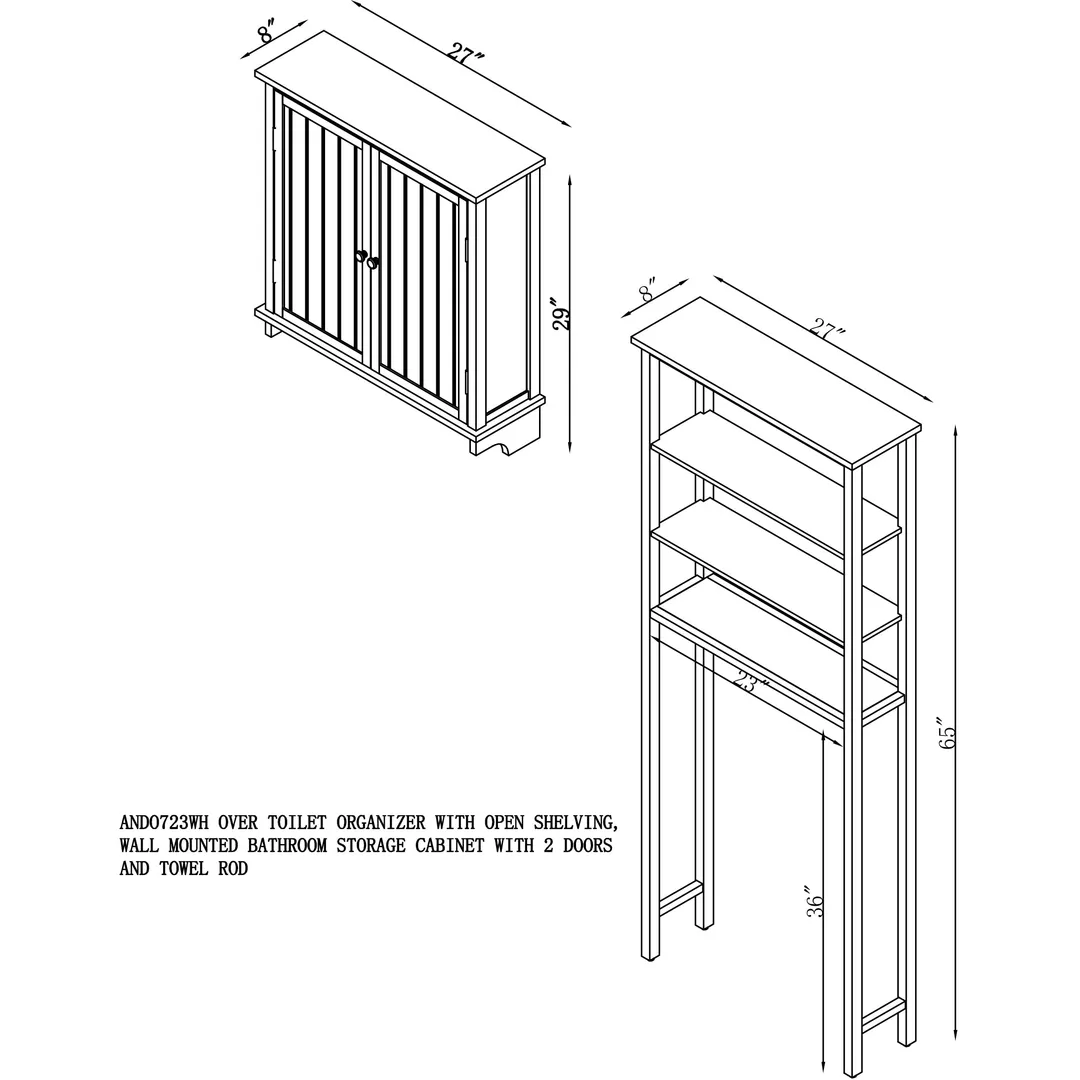 Alaterre Furniture 27-in x 65-in x 8-in White Wood Wall-mount Linen Cabinet, photo 6 of 6