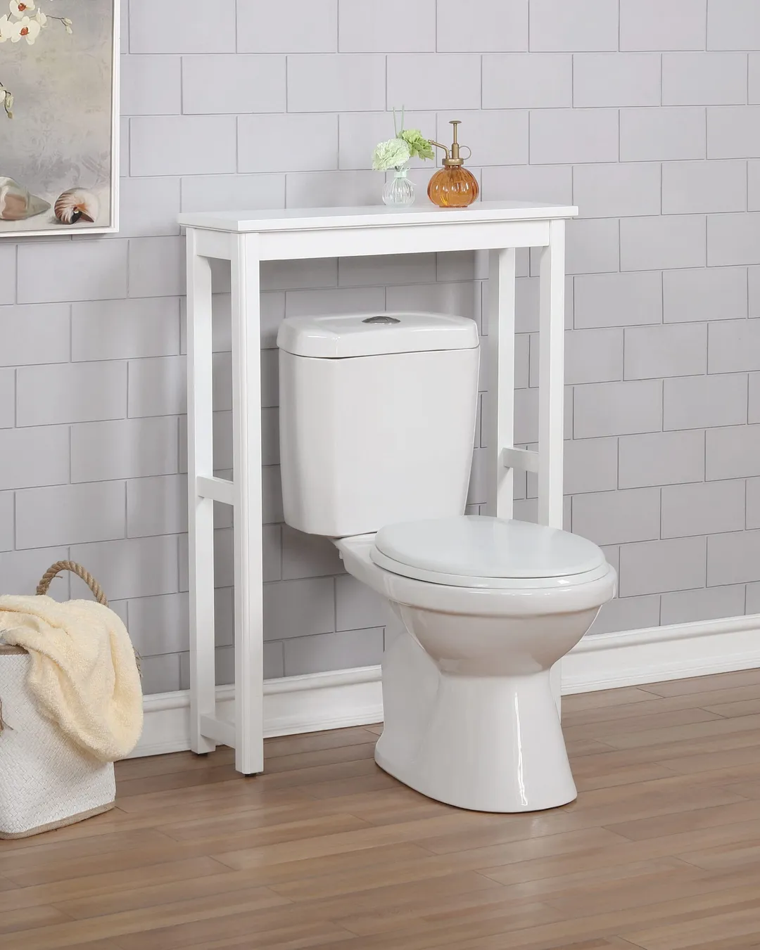 Alaterre Furniture 27-in x 37-in x 9-in White Wood Freestanding Linen Cabinet, photo 3 of 6