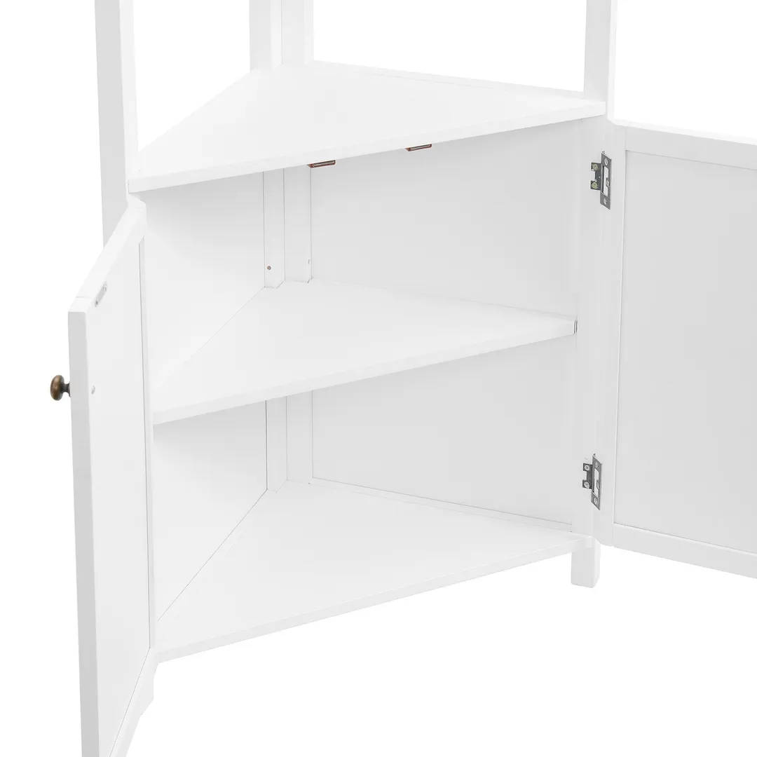 Alaterre Furniture 25-in x 68-in x 18-in White Wood Freestanding Corner Linen Cabinet, photo 3 of 7