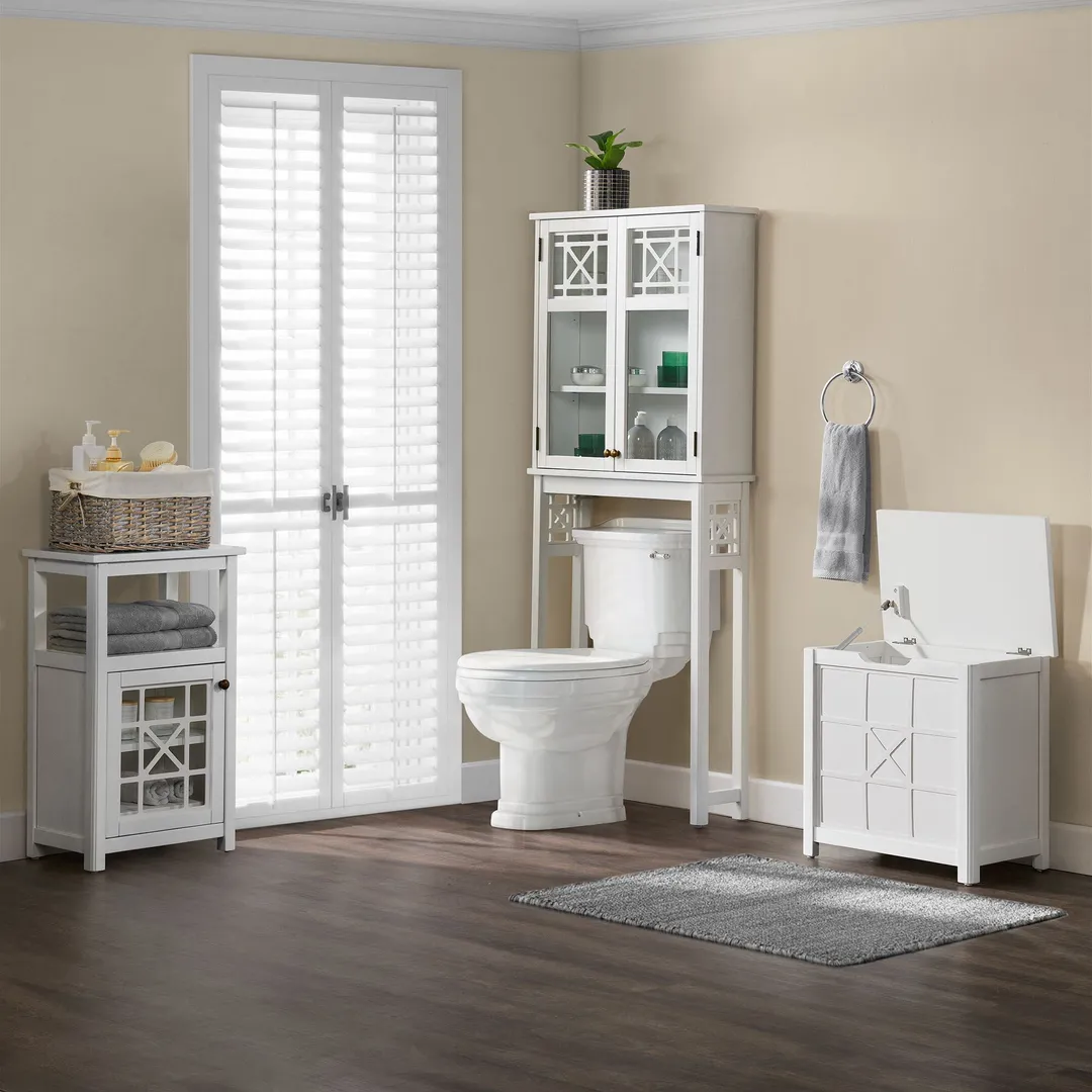 Alaterre Furniture 27-in x 37-in x 8-in White Wood Wall-mount Linen Cabinet, photo 9 of 13