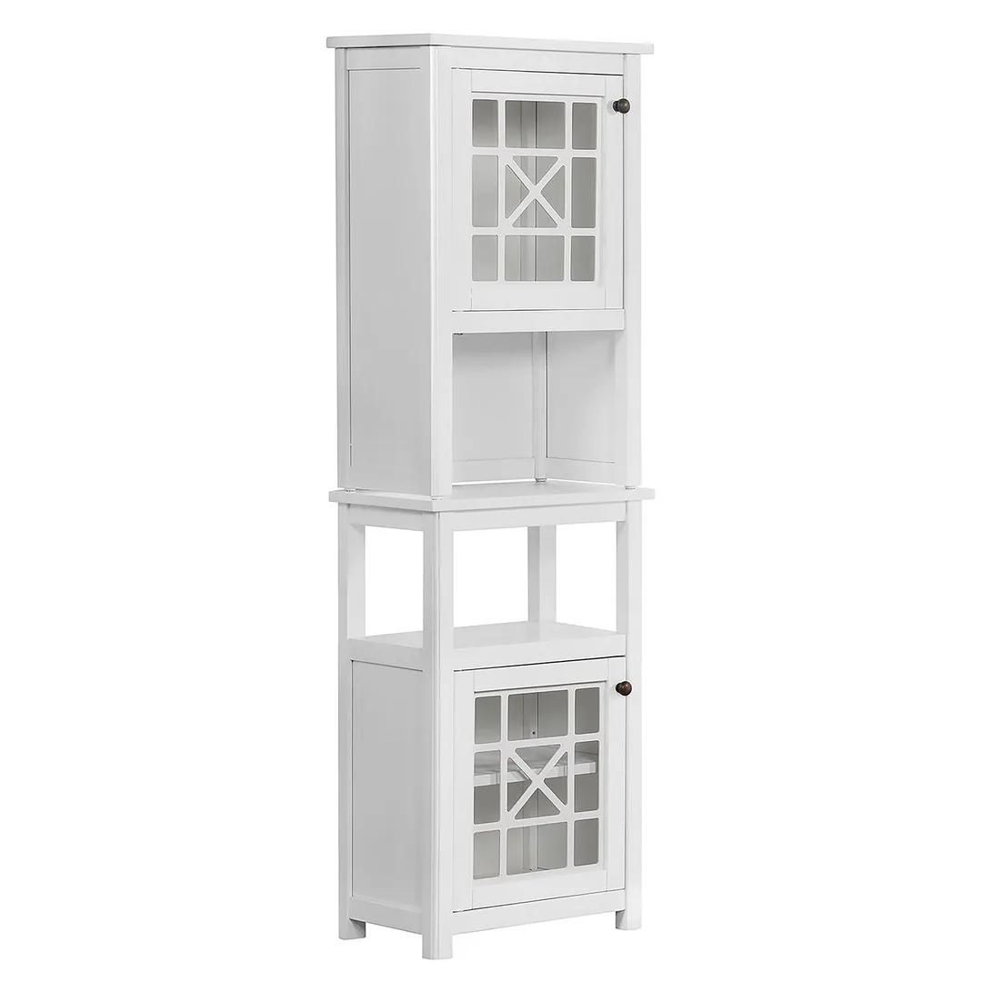 Alaterre Furniture 27-in x 44-in x 8-in White Wood Freestanding Linen Cabinet, photo 2 of 6