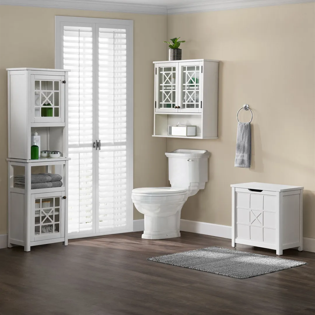 Alaterre Furniture 17-in x 29-in x 12-in White Wood Freestanding Linen Cabinet, photo 4 of 6