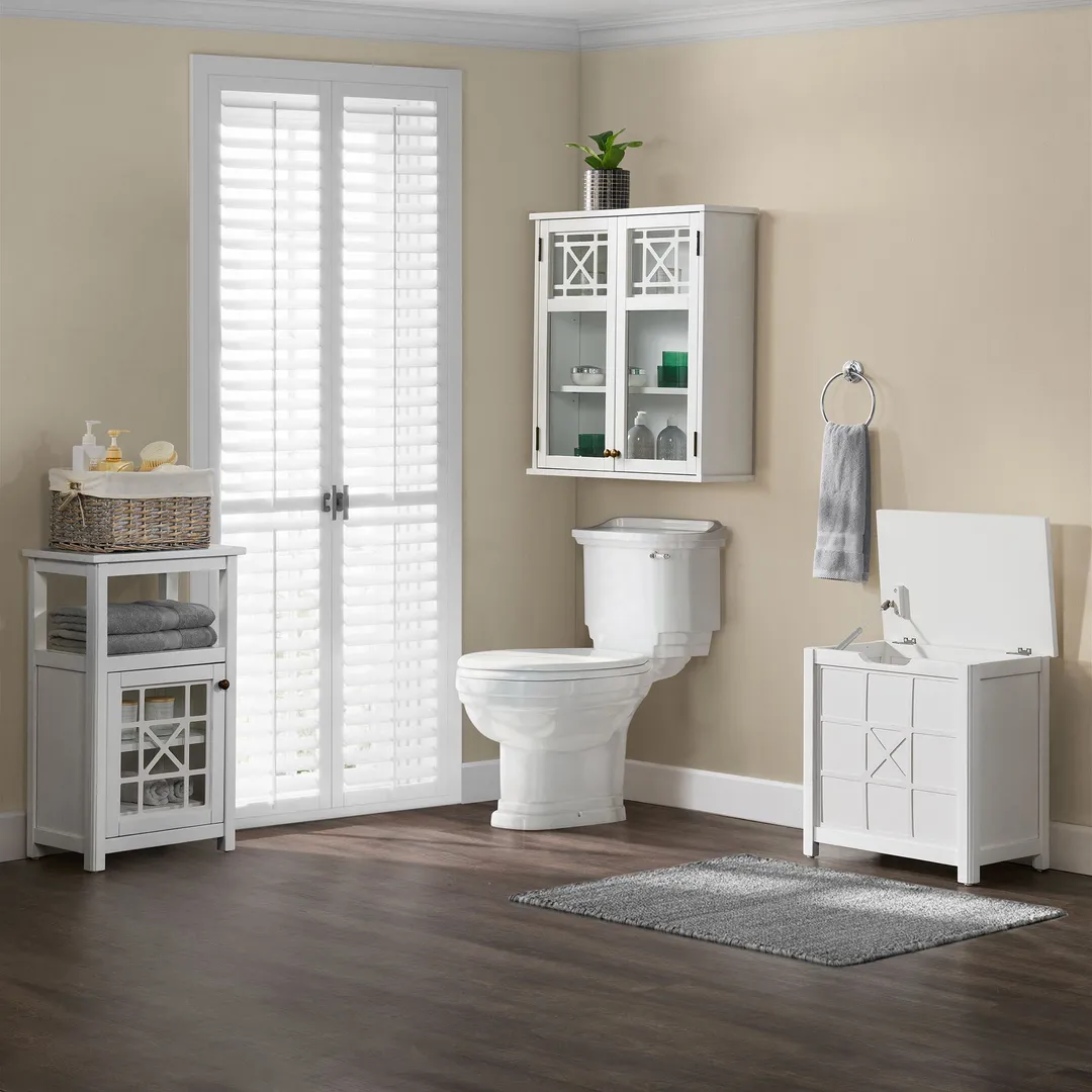 Alaterre Furniture 27-in x 29-in x 8-in White Wood Wall-mount Linen Cabinet, photo 3 of 6