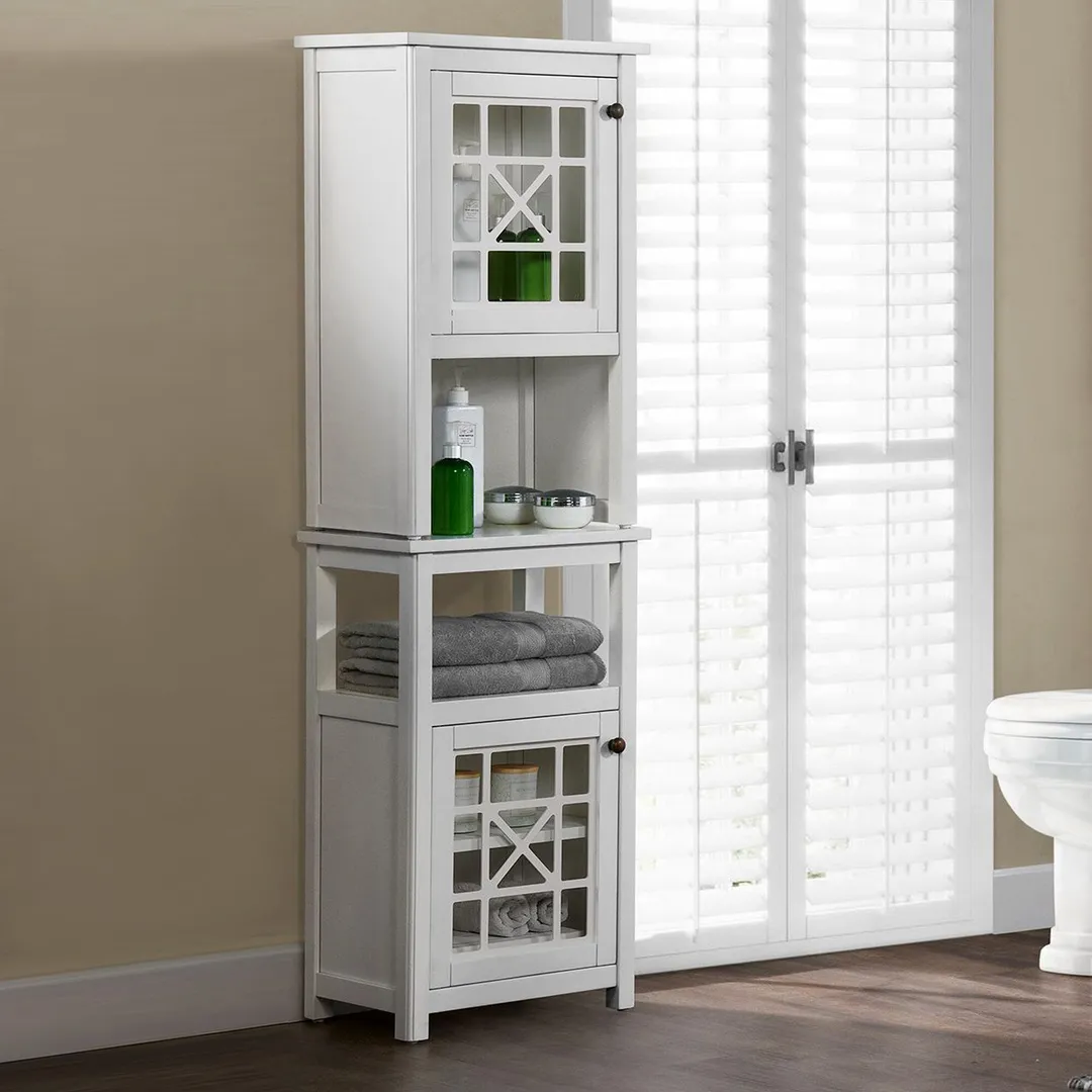 Alaterre Furniture 17-in x 29-in x 12-in White Wood Freestanding Linen Cabinet, photo 3 of 6