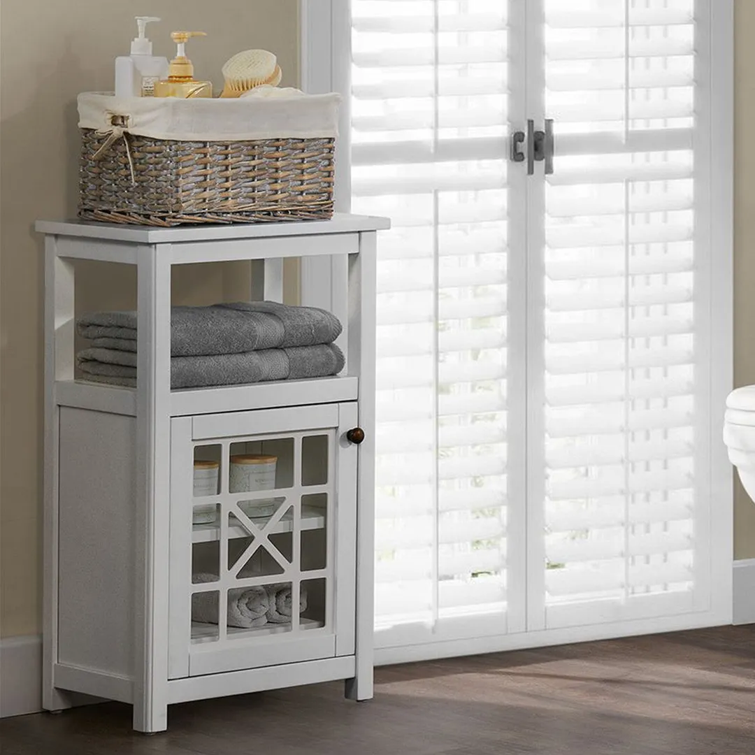 Alaterre Furniture 17-in x 29-in x 12-in White Wood Freestanding Linen Cabinet, photo 3 of 6