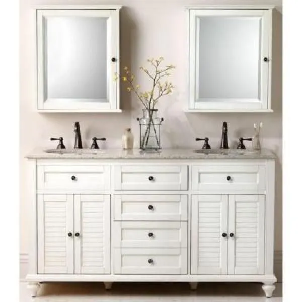 Hamilton 23-3/4 in. W x 27 in. H x 8 in. D Framed Surface-Mount Bathroom Medicine Cabinet in Ivory, photo 6 of 9