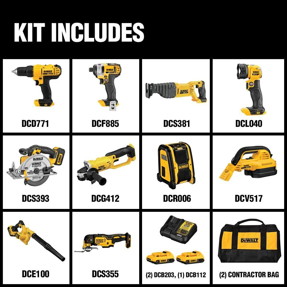 DEWALT 20-Volt Max Lithium-Ion Cordless Combo Kit (10-Tool) w/ (2) Batteries 2.0Ah, Charger & Tool Bag, photo 2 of 41