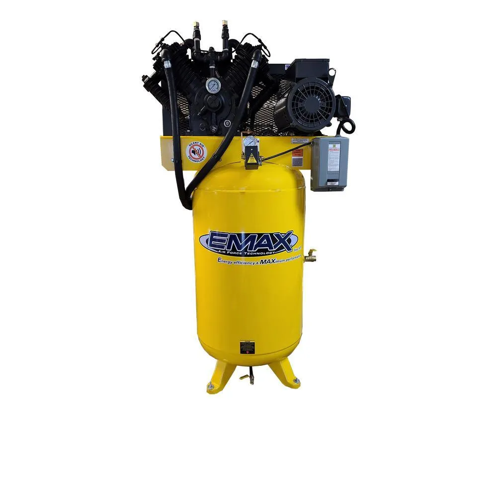 EMAX Industrial Series 80 Gal. 7.5 HP 1-Phase Silent Air Electric Air Compressor with Pressure Lubricated Pump, photo 6 of 7