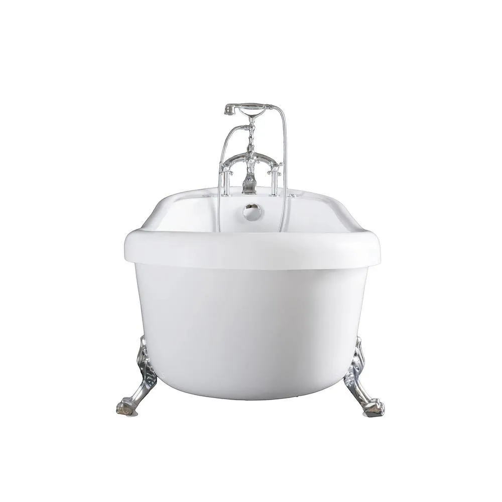 66.9 in. Acrylic Clawfoot Whirlpool Bathtub in White, photo 10 of 14