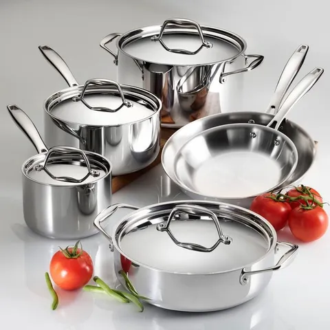 Gourmet Tri-Ply Clad 10-Piece Stainless Steel Cookware Set