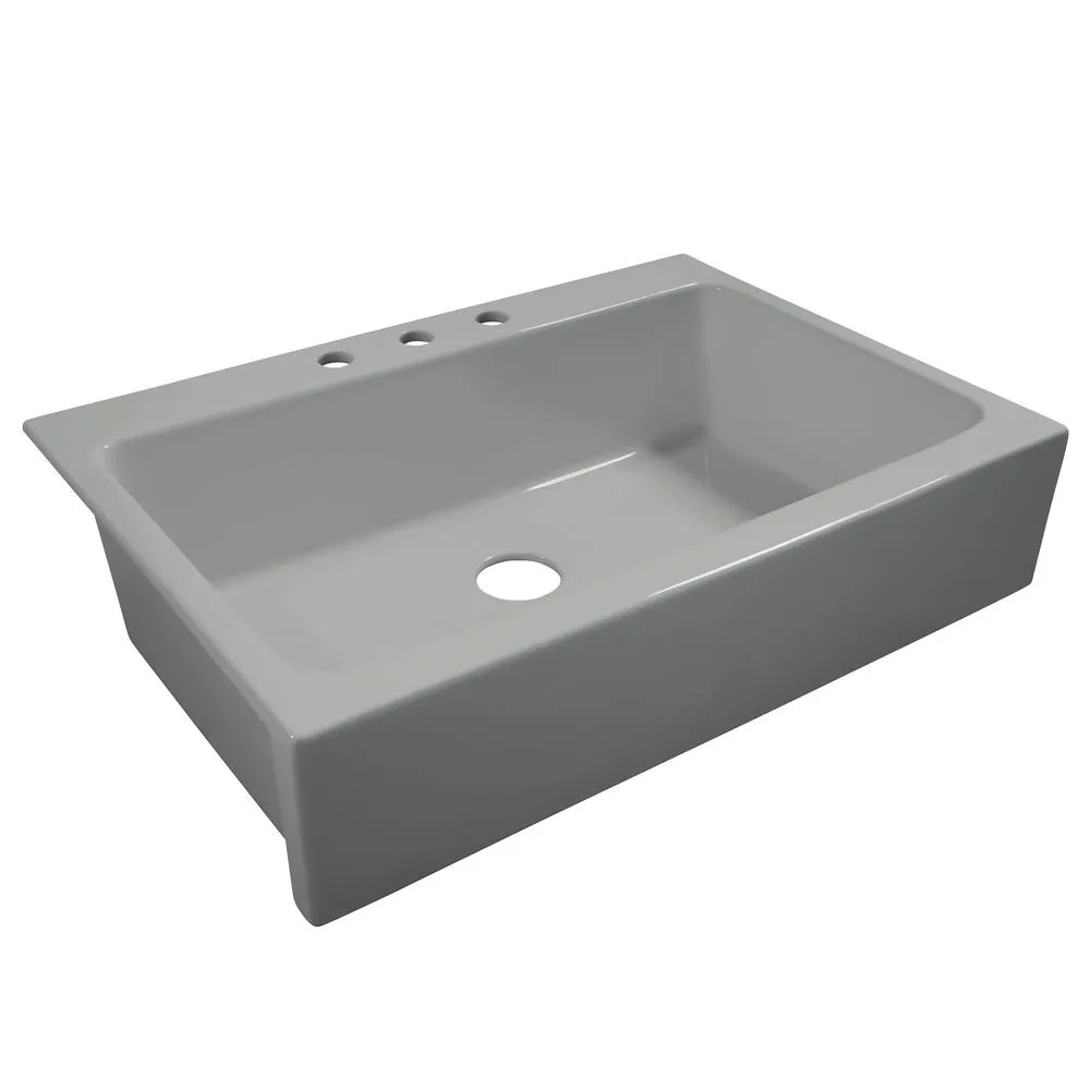 Josephine Quick-Fit Drop-in Farmhouse Fireclay 33.85 in. 3-Hole Single Bowl Kitchen Sink in Crisp White, photo 16 of 24