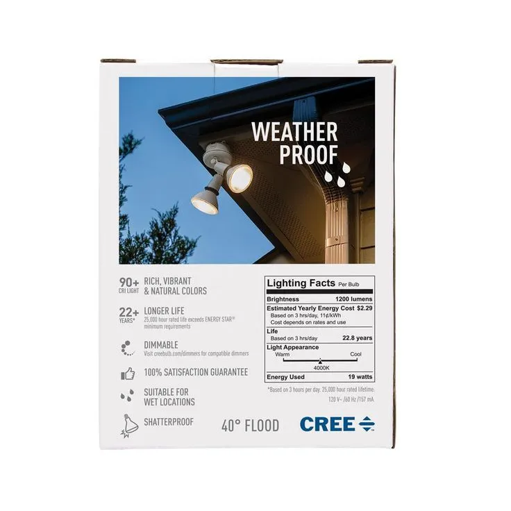 Cree 120W Equivalent Cool White (4000K) PAR38 Dimmable Exceptional Light Quality LED 40-Degree Flood Light Bulb, photo 4 of 8
