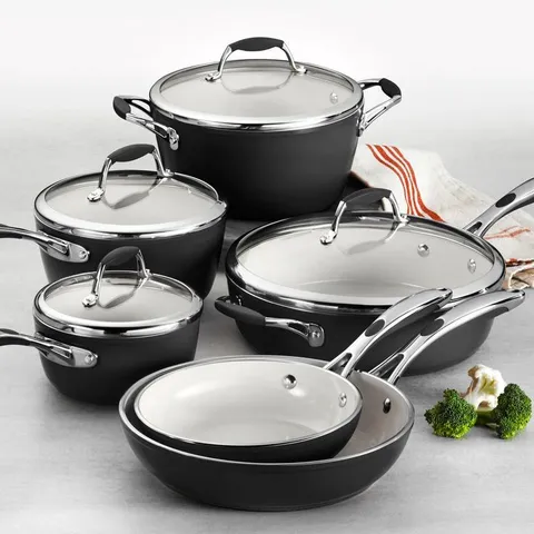 Gourmet Ceramica Deluxe 10-Piece Metallic Black Cookware Set with Lids