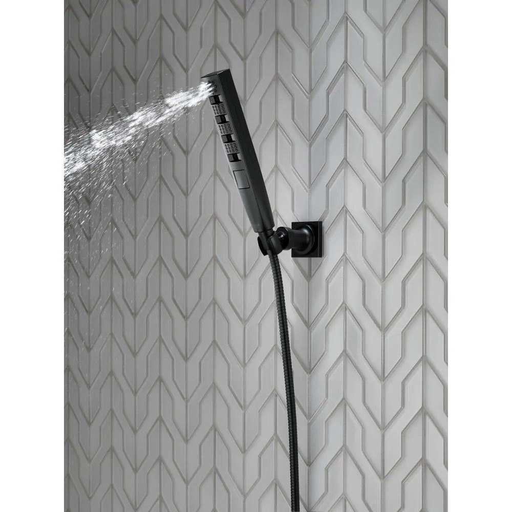 Zura 5-Spray 1.3 in. Single Wall Mount Handheld H2Okinetic Shower Head in Matte Black, photo 6 of 14